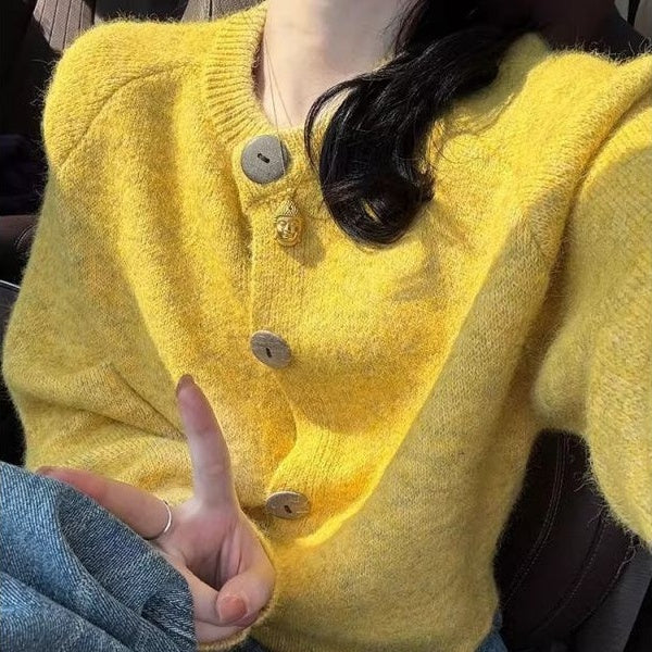 Loose Knitted Cardigan Women Wear Lazy Sweater Coat