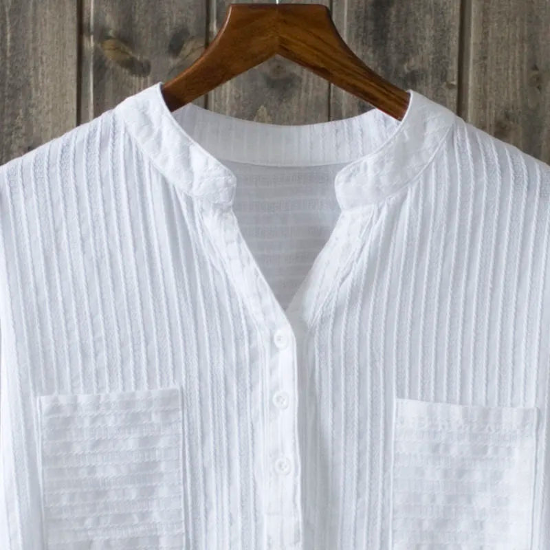 100% cotton white blouse women shirt spring summer elegant V-Neck ladies tops haut femme blusa womens tops and blouses