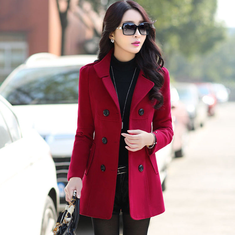 Ladies Autumn Casual Woolen Coat