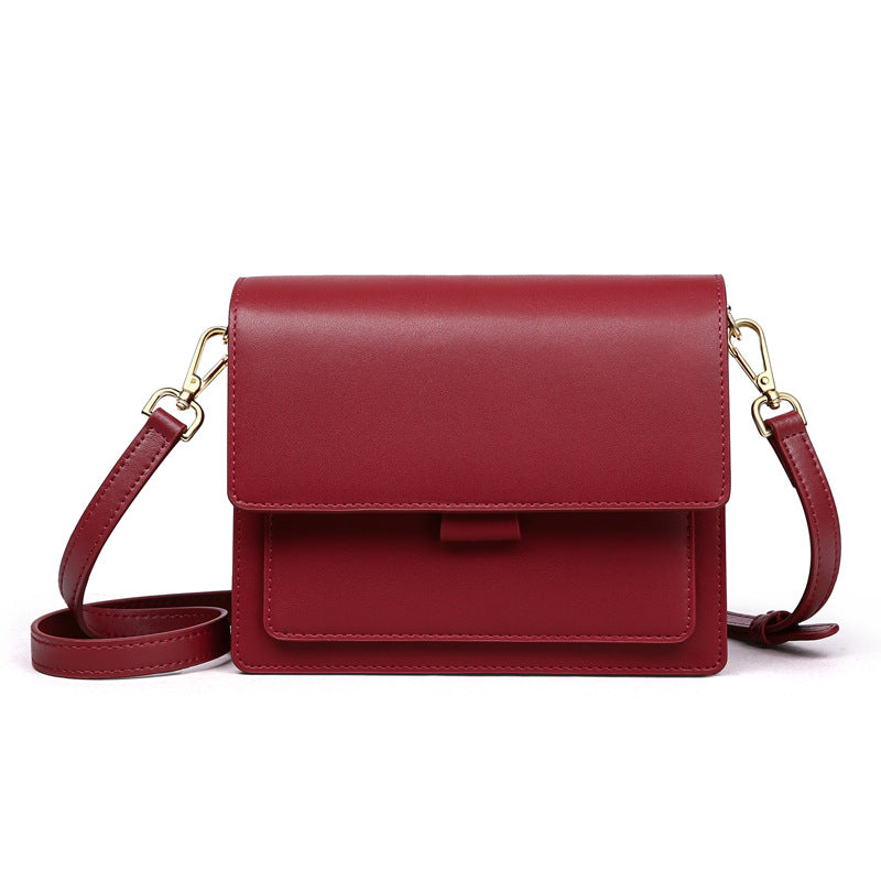 Small genuine leather handbags casual shoulder bag square shape crossbody