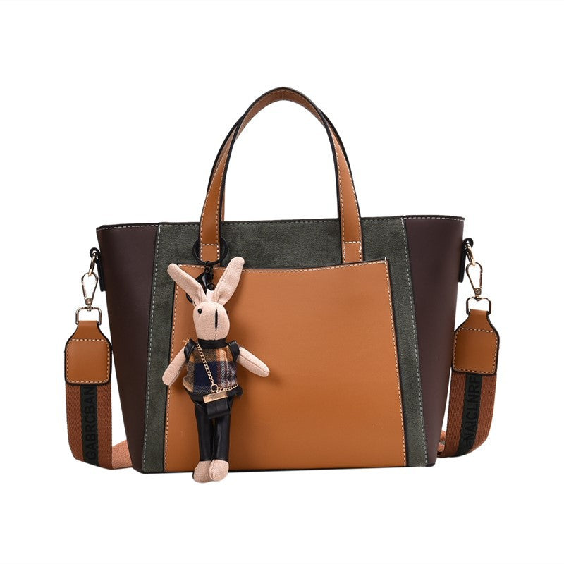 Women's Vegan Leather Tote Bag | Contrast Patchwork Crossbody Bag