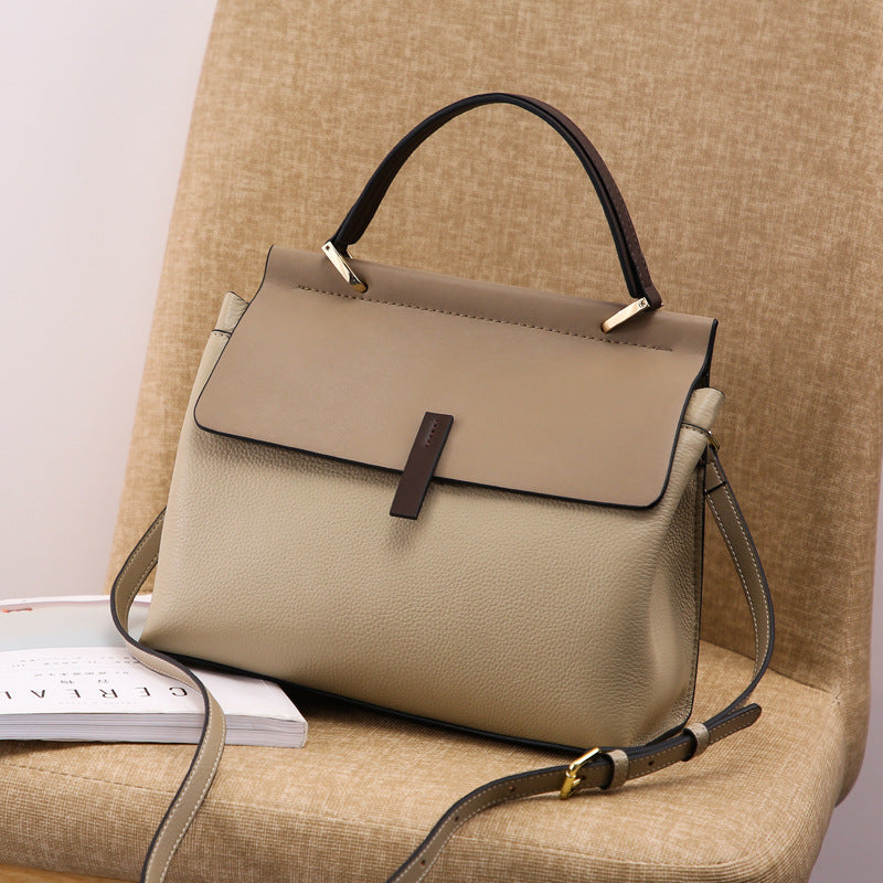 Trend large-capacity purse genuine leather shoulder bag tote crossbody