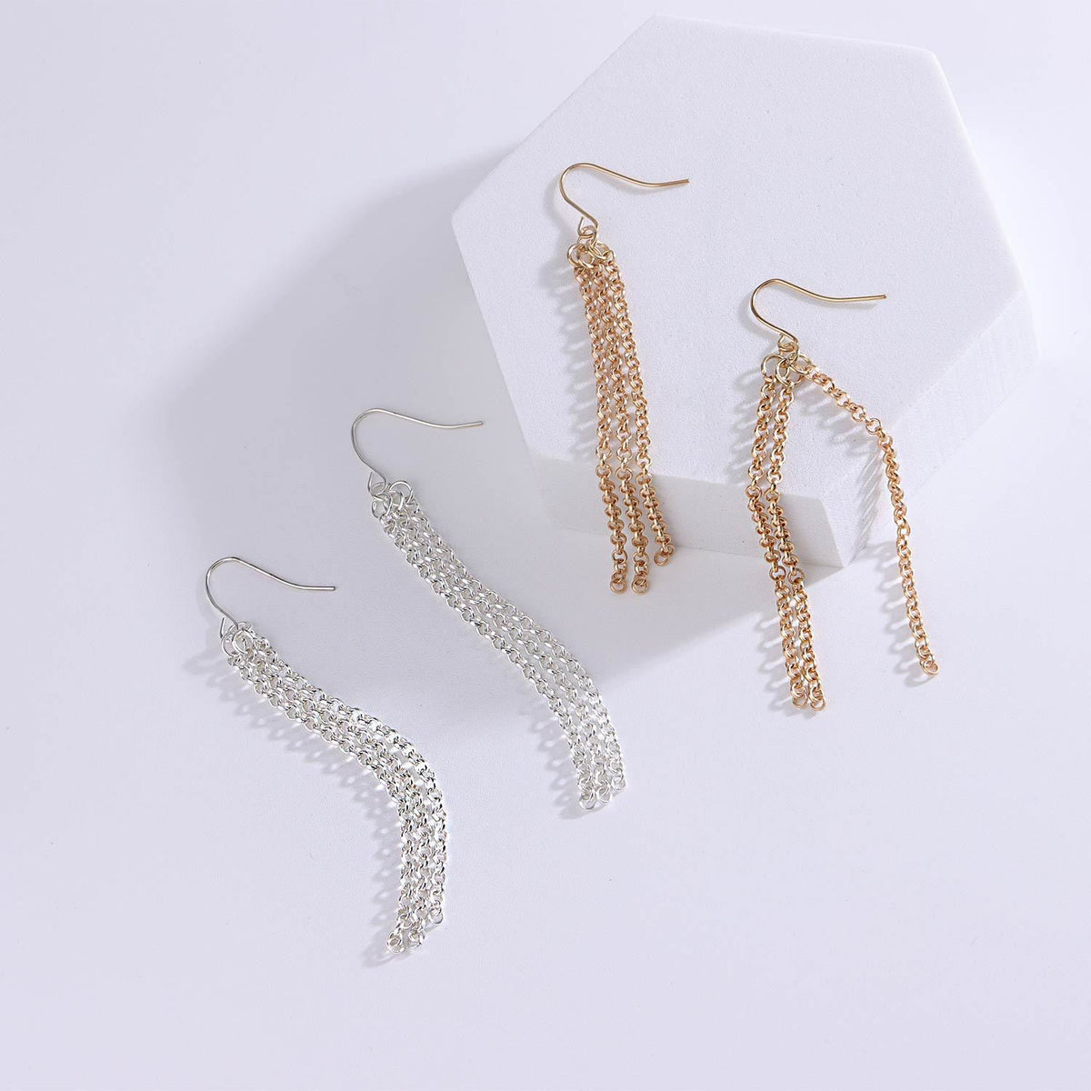 Simple Golden Chain Earrings - Stylish Minimalist Drop Earrings