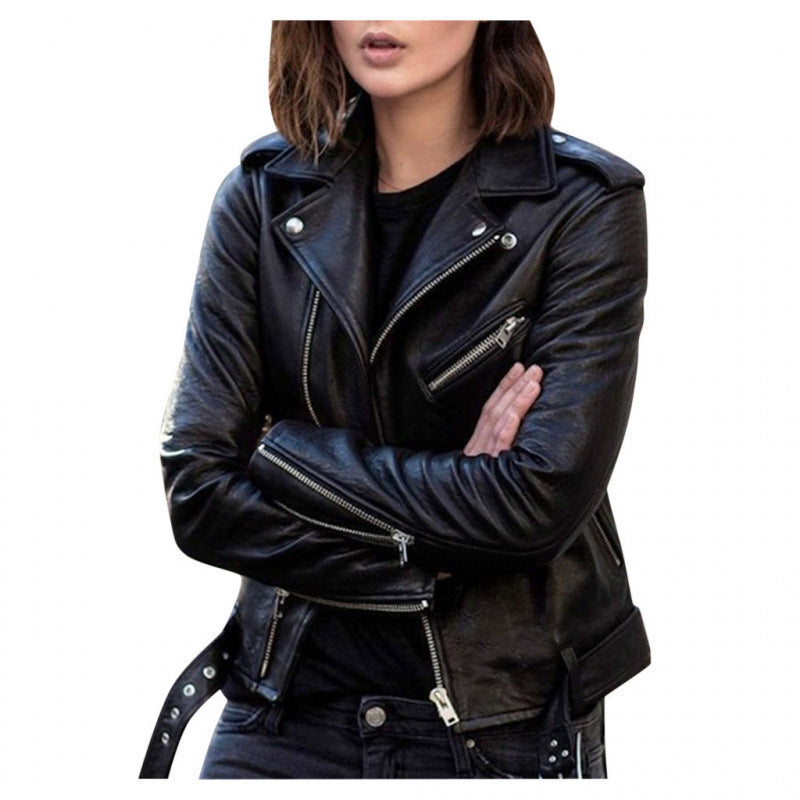 Women's Short Women's Leather Jacket Coat Jacket Pu