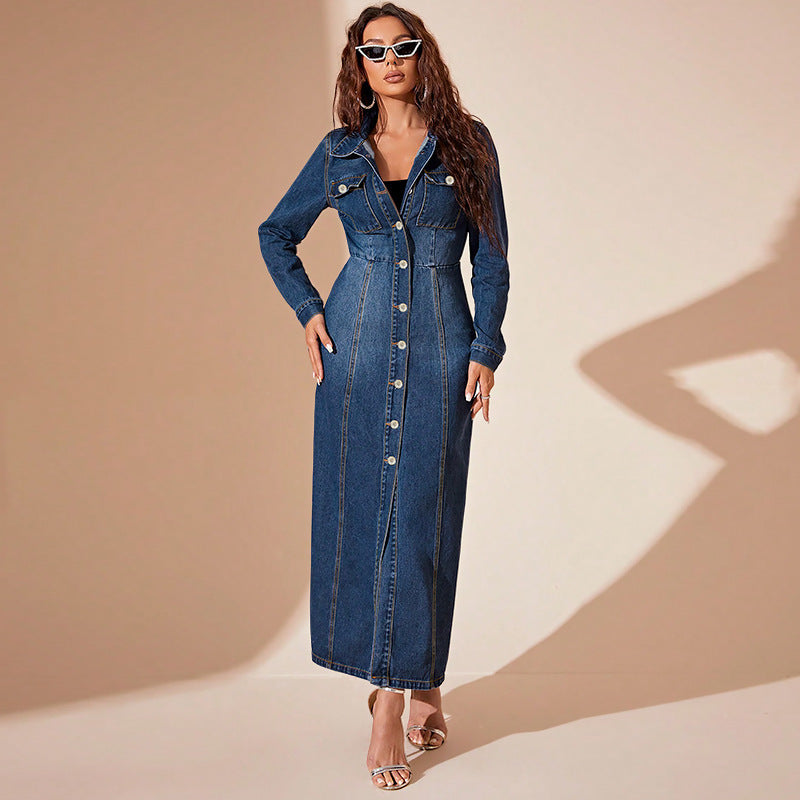Denim Button Cardigan Jacket Dress