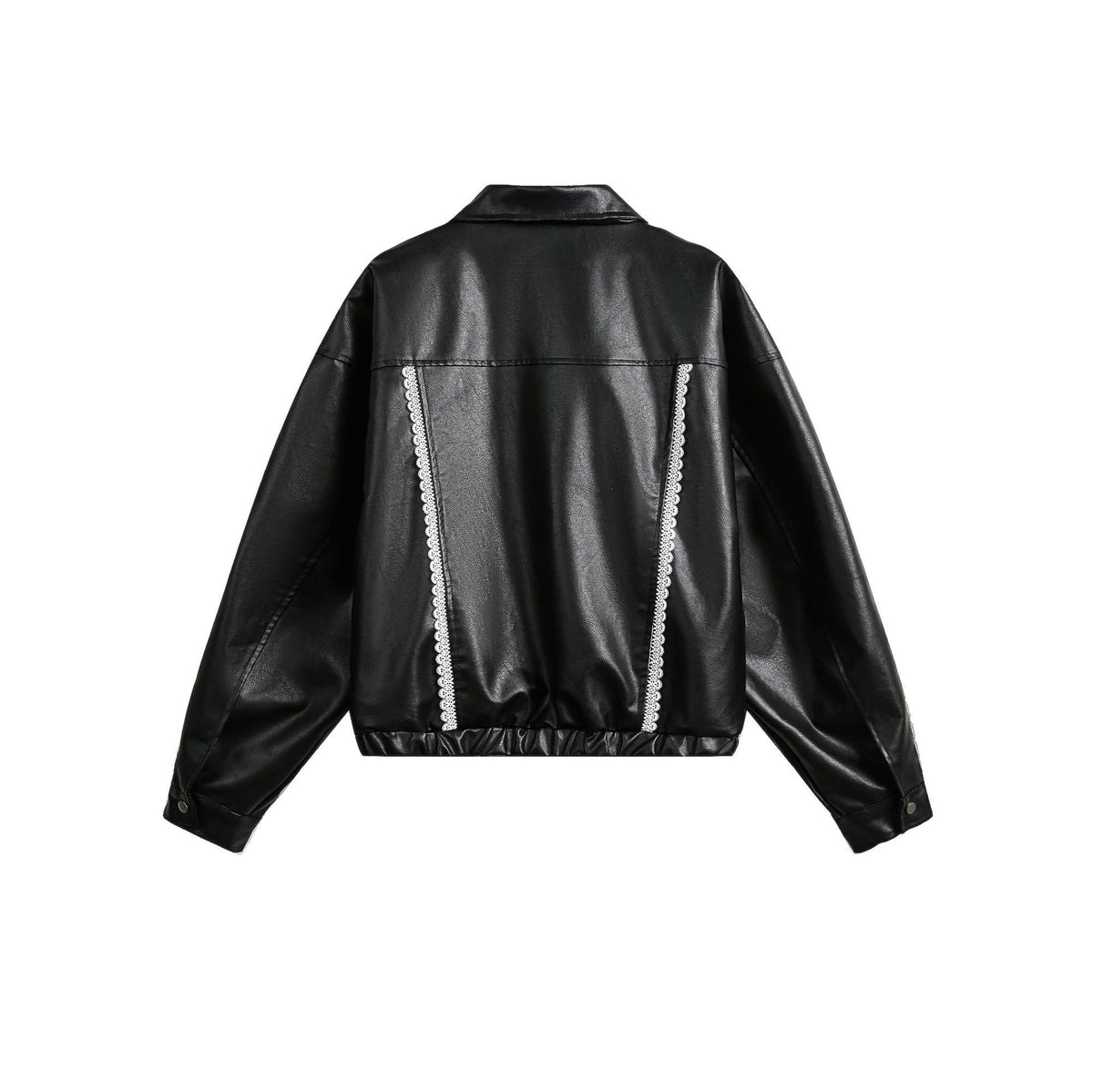 Women's Street Black Lace Love Number Embroidered Lapel Jacket