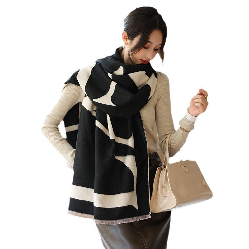 Female Versatile Fashion Thickened Warm Cashmere Scarf