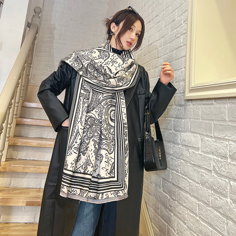 Female Versatile Fashion Thickened Warm Cashmere Scarf