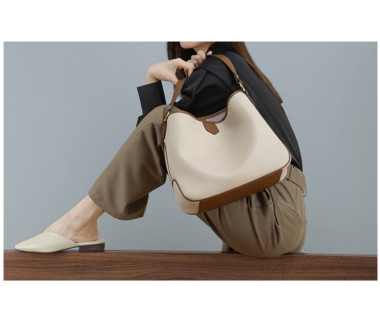 Genuine leather hobo handbags  trendy large-capacity commuter bag 5740