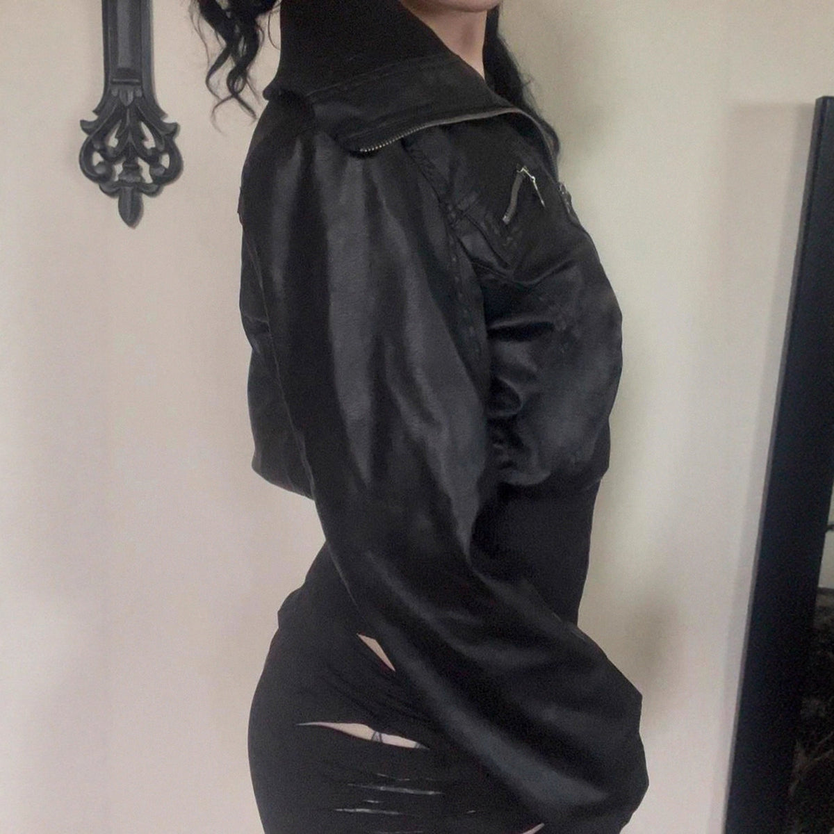 Retro Workwear Zipper Leather Jacket Coat