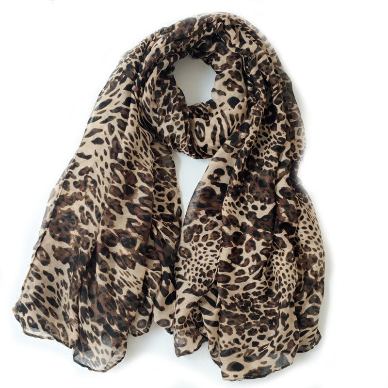 Summer Scarves for Women Lightweight Leopard Print Hawaiian Wrap Beach Shawl Voile Head Scarf Leopard Print scarf