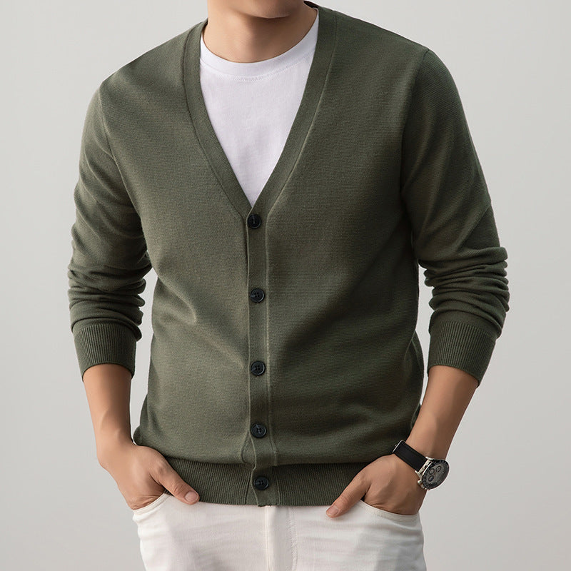 Classic V-neck Cardigan Mens Knit Sweater