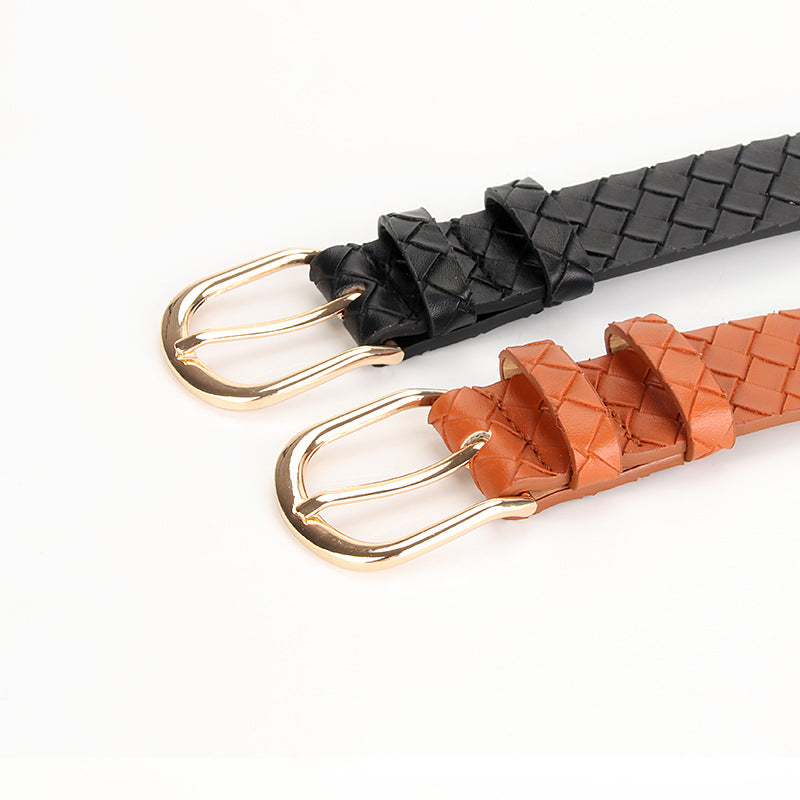 Women's Alloy Pin Buckle Belt Trendy Wild Belt Personality Imitation Weaving