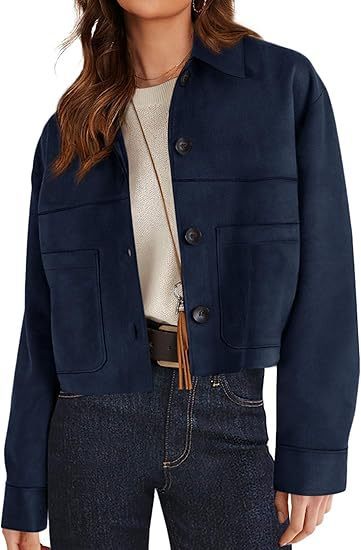 European And American Style Women Faux Suede Short Jacket Casual Lightweight Autumn Fashion