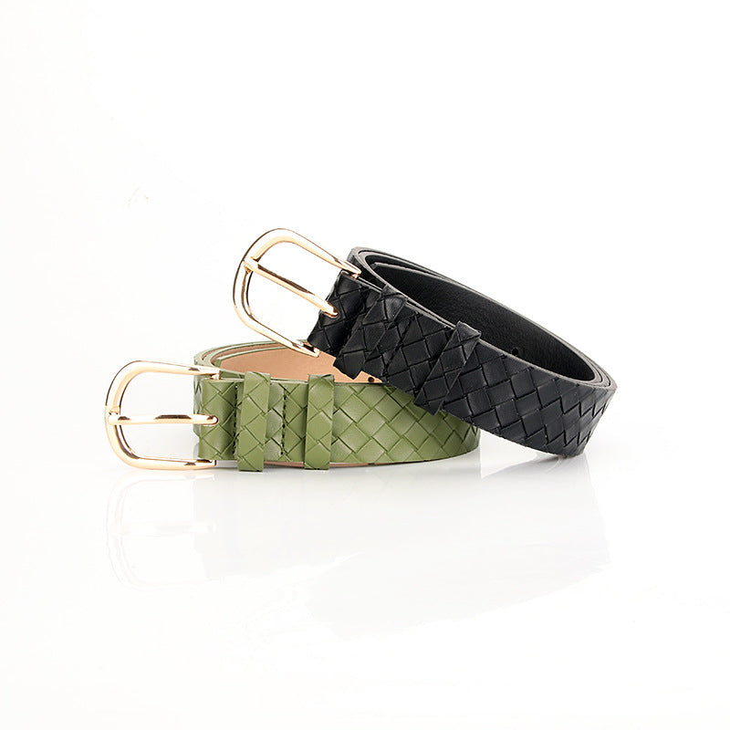 Women's Alloy Pin Buckle Belt Trendy Wild Belt Personality Imitation Weaving