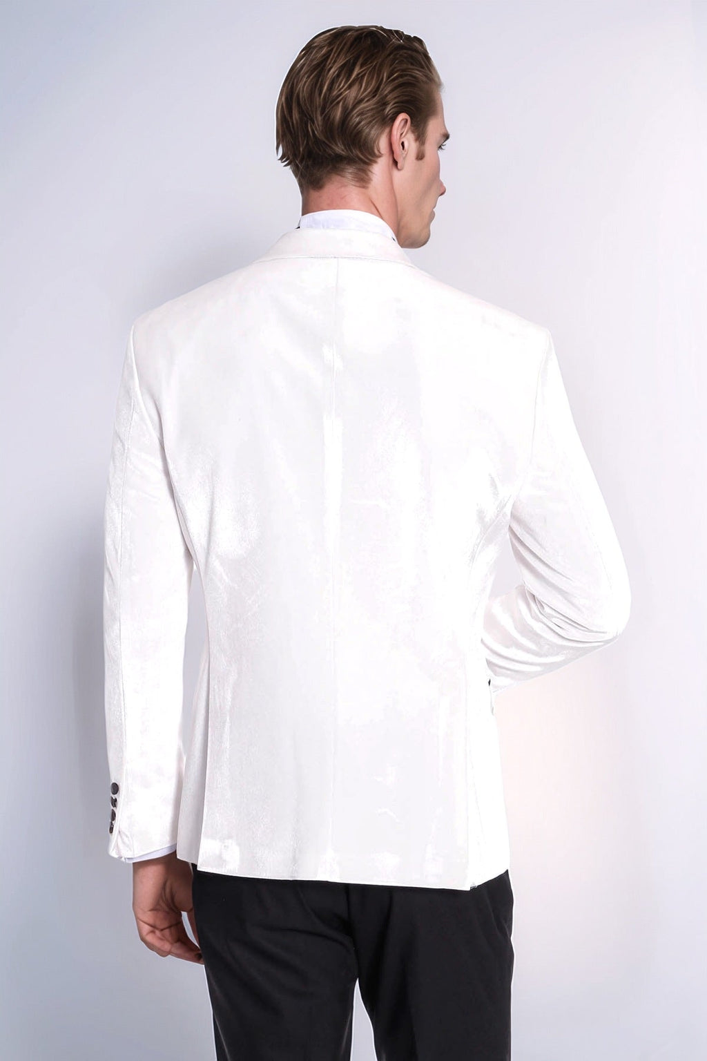 Velvet Slim Fit White Men Tuxedo Jacket - Wessi