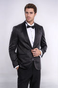 Dot Patterned Slim Fit Black Men Tuxedo Jacket - Wessi