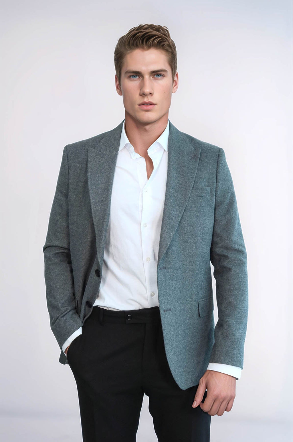 Plain Slim Fit Sport Grey Men Blazer - Wessi