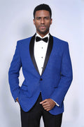 Shawl Lapel Navy Blue Men Dinner Jacket - Wessi