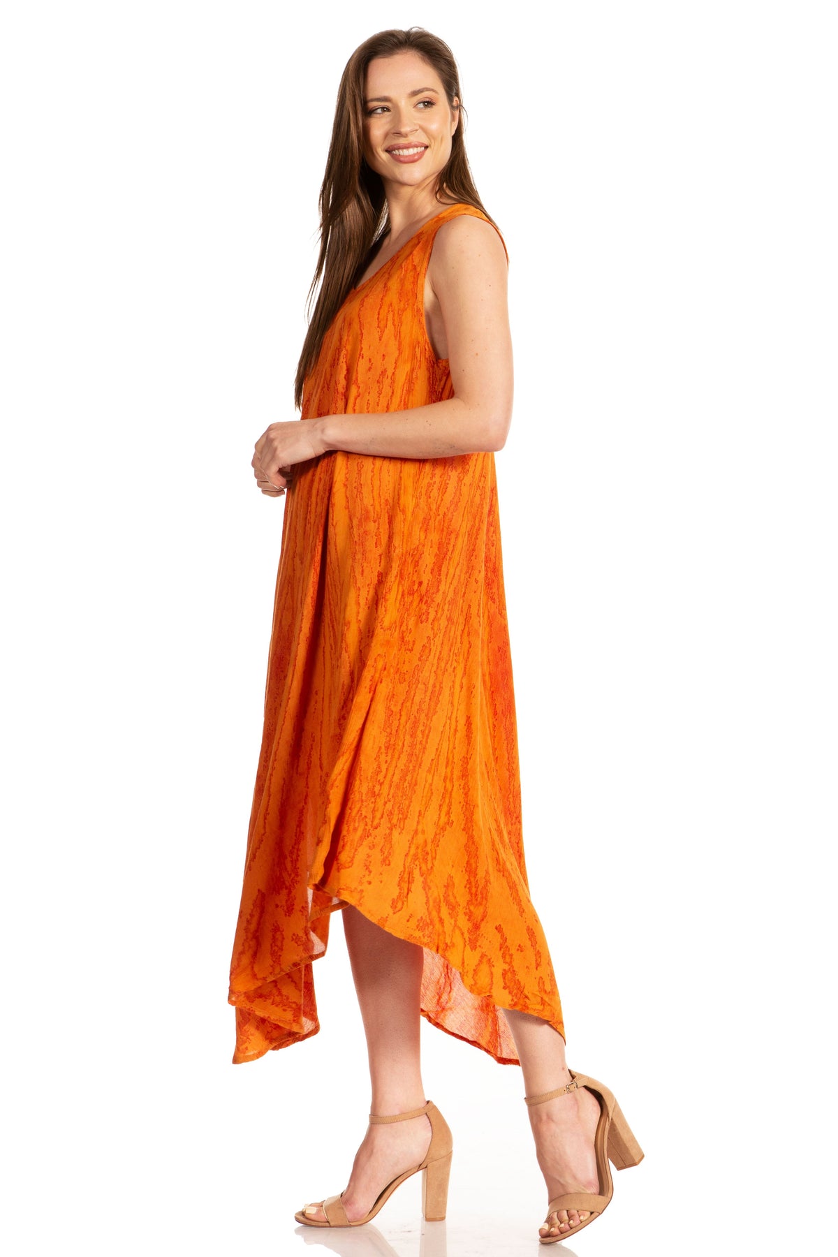 Sakkas Kara Long Draped Sleeveless Marbled Caftan Dress / Cover Up