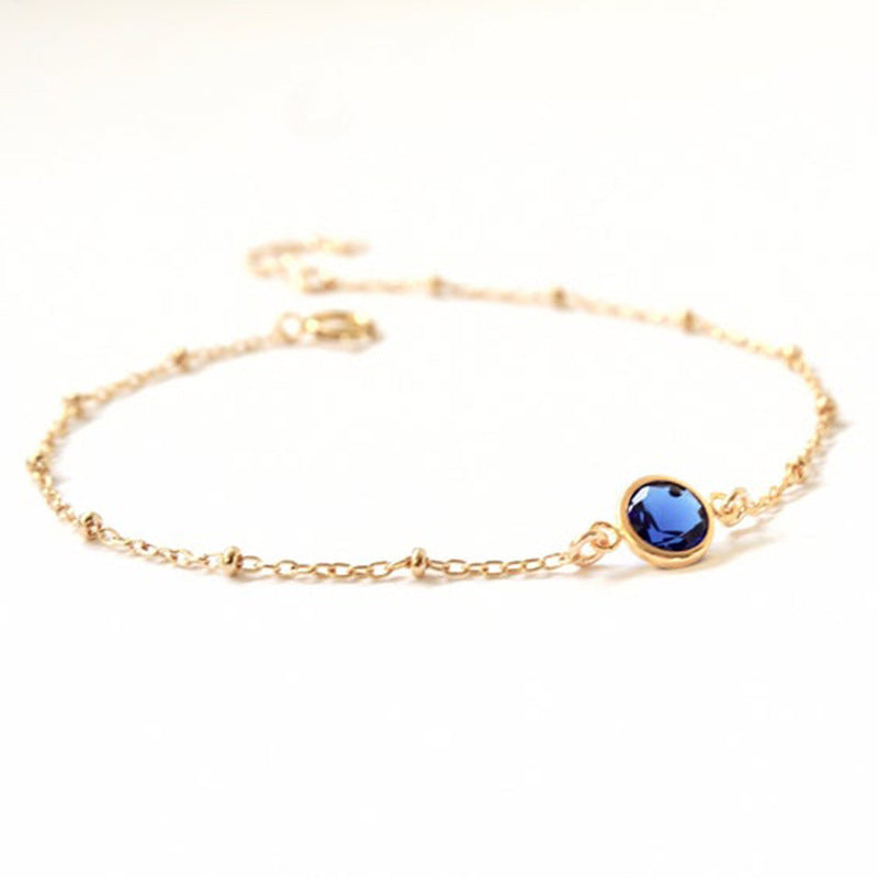 Gold-plated Diamond Beaded Bracelet - Elegant Crystal Bead Bracelet