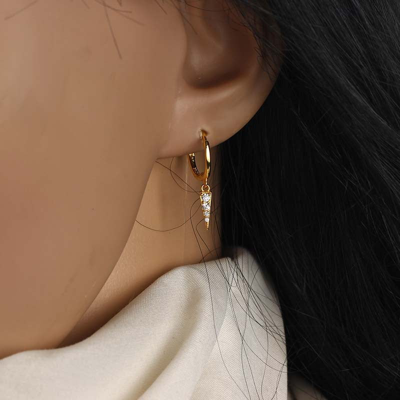 Flash Diamond Triangle Cone Earrings - Punk Style Women's Earrings