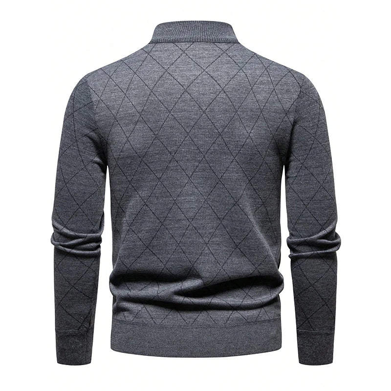 New Fashion Mens Knit Sweater American Half Zip Fleeced Knitwear Men's Stand Collar Casual Sweaters Pullovers
