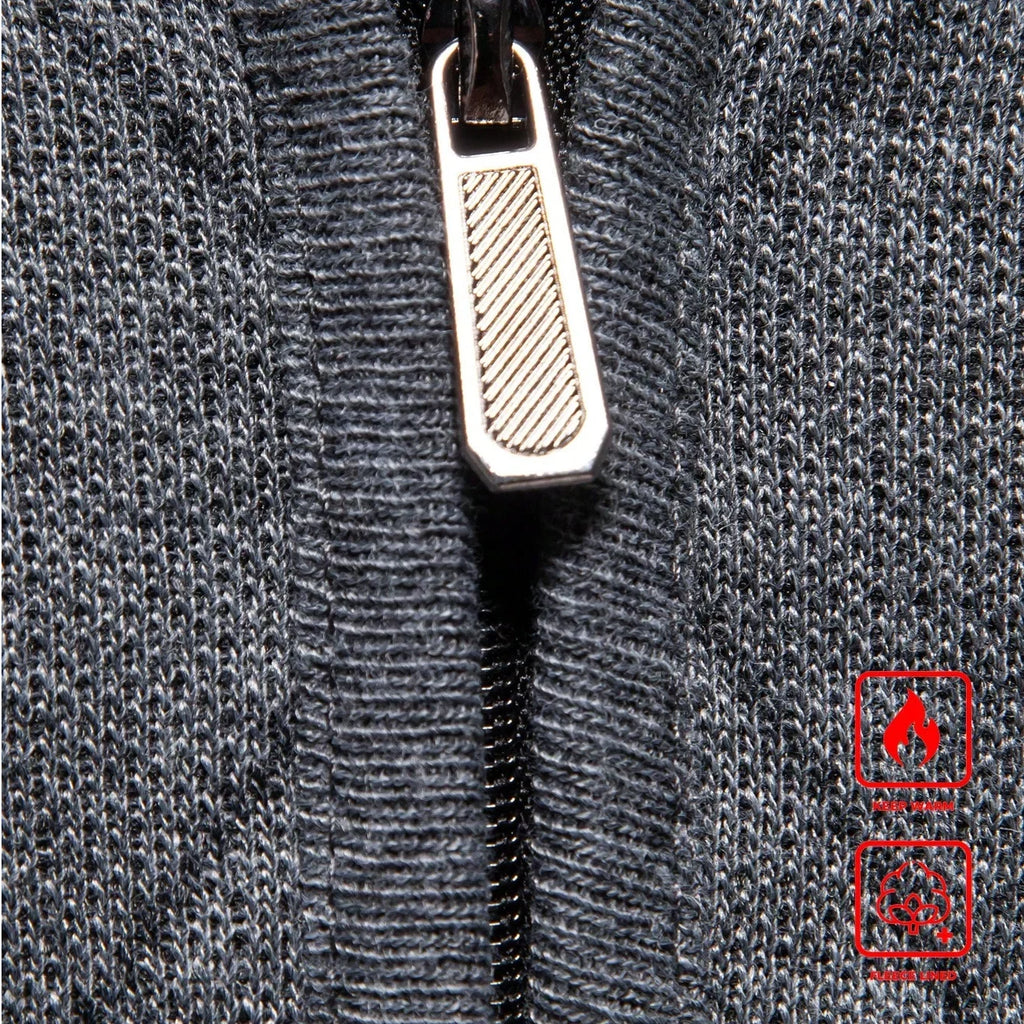 New Fashion Mens Knit Sweater American Half Zip Fleeced Knitwear Men's Stand Collar Casual Sweaters Pullovers