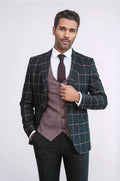 Checked Patterned Slim Fit Black Men Suit - Wessi