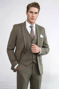 Striped Slim Fit Brown Men Suit - Wessi
