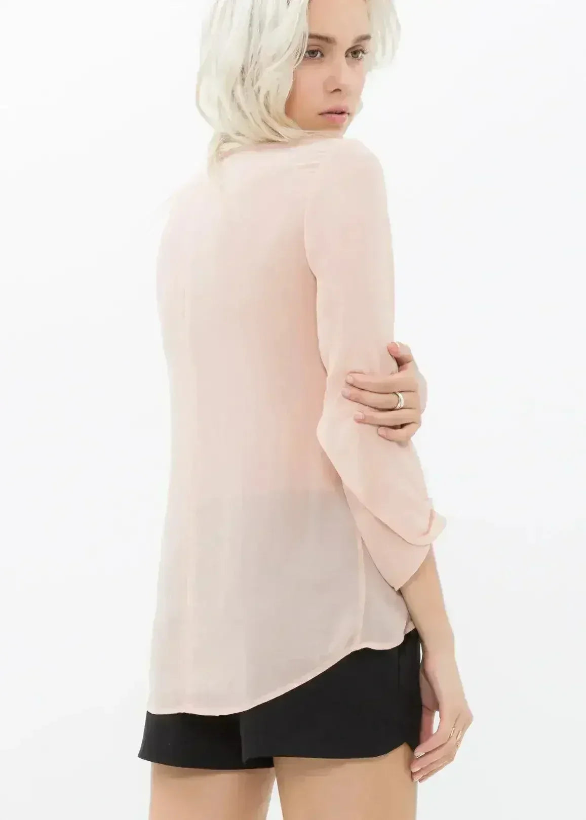 Blush & Cream Cross Hem Blouse For Women | Femstylo