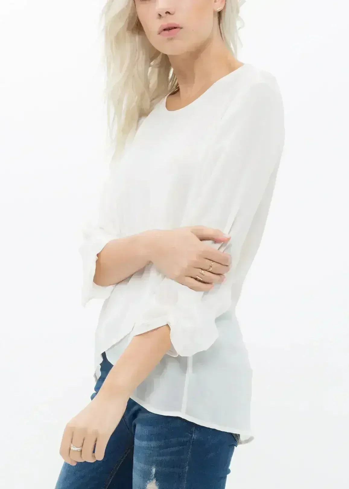 Blush & Cream Cross Hem Blouse For Women | Femstylo