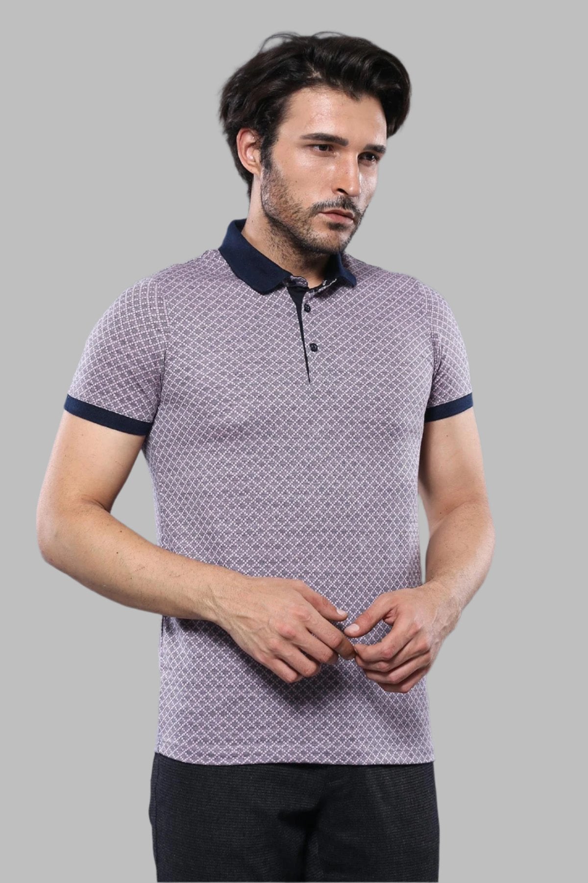 Patterned Pink Polo Men T-Shirt | Wessi