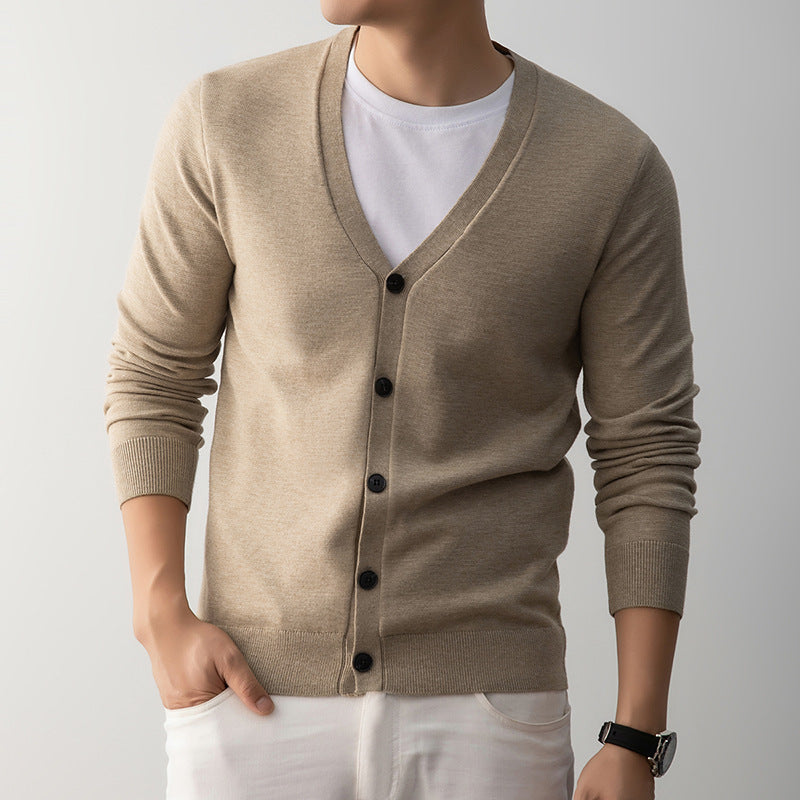 Classic V-neck Cardigan Mens Knit Sweater