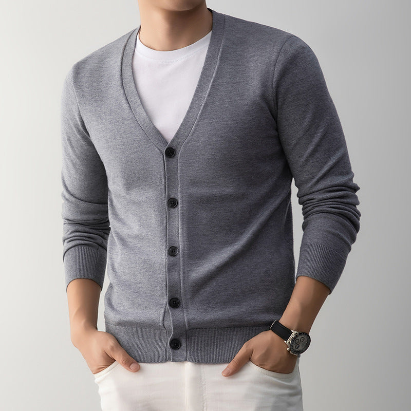 Classic V-neck Cardigan Mens Knit Sweater