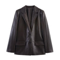 Fashion Temperament Women's Straight Leather Effect Blazer