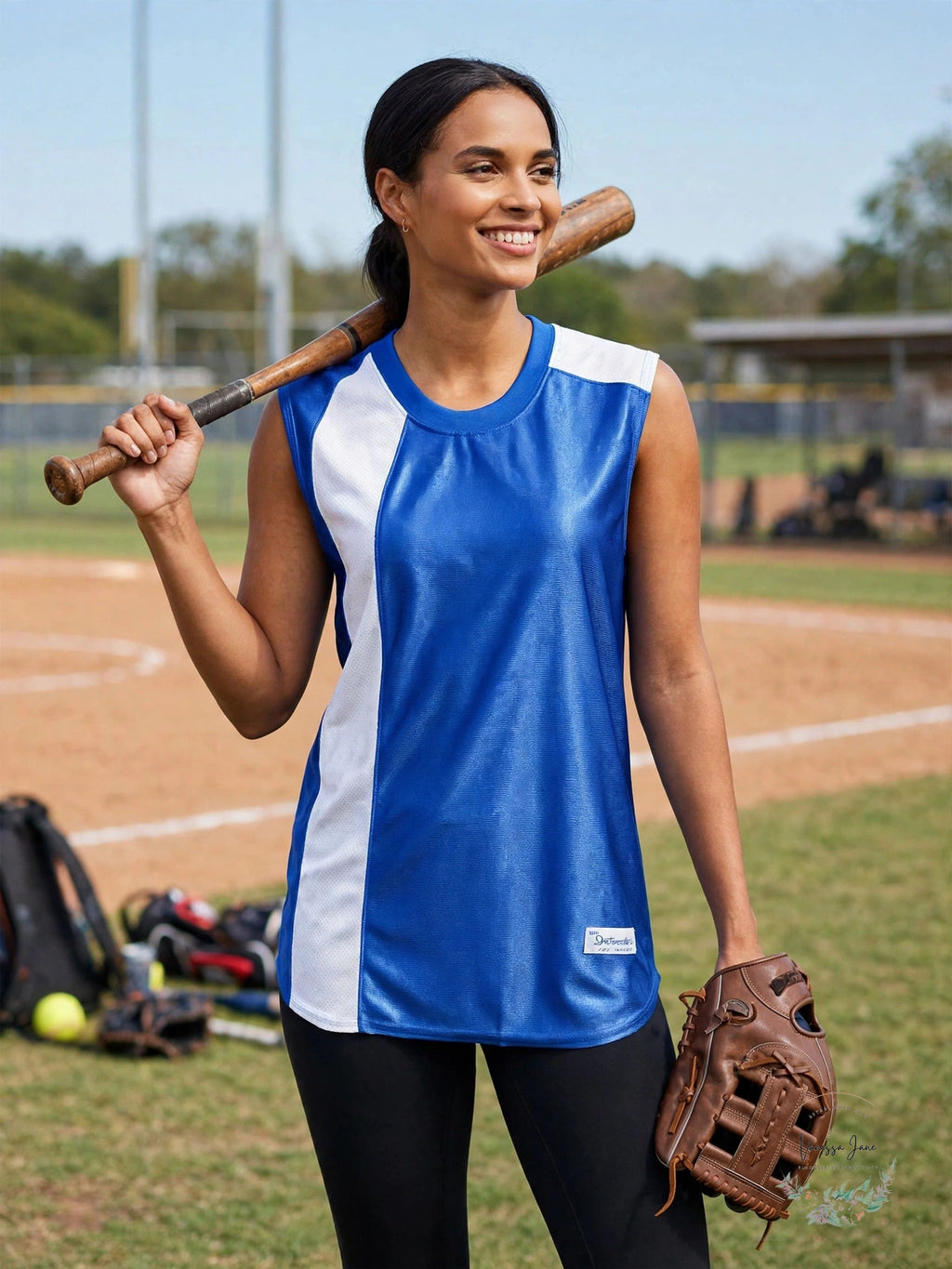 Intensity Womens Softball Top, Royal/White, X-Large