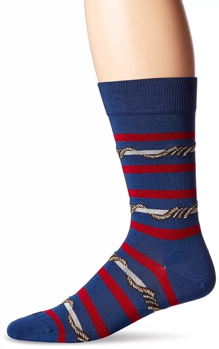 Ozone Men’s Wrap Around Stripes Socks, Navy, 10-13