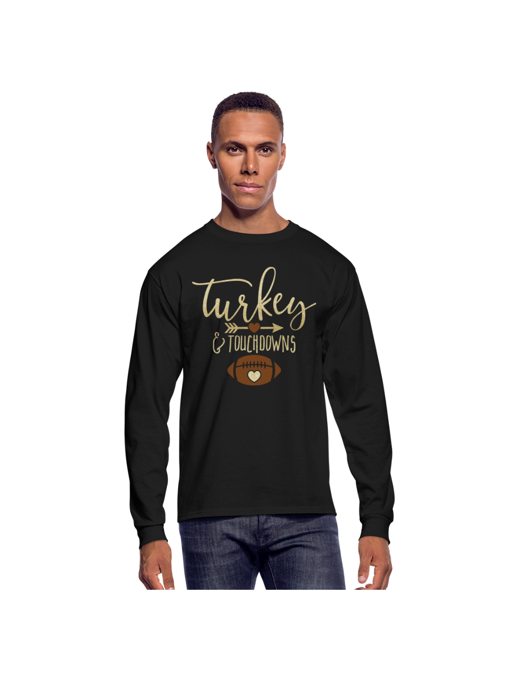 Men Thanksgiving Turkey and Touchdowns Shirt