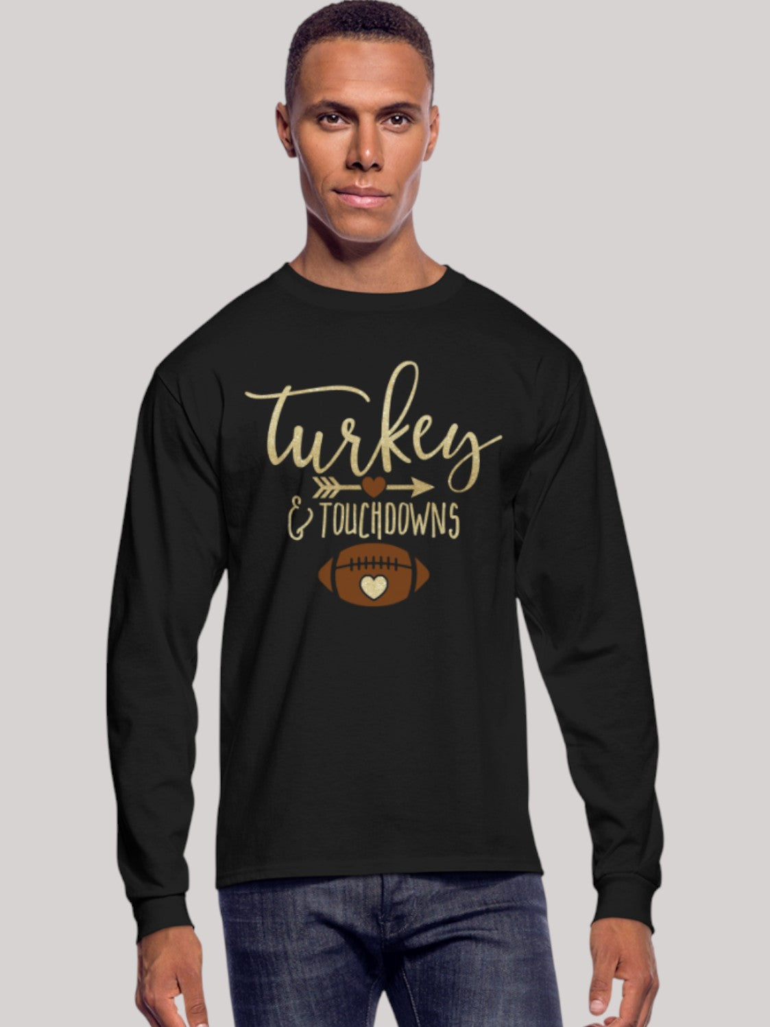Men Thanksgiving Turkey and Touchdowns Shirt